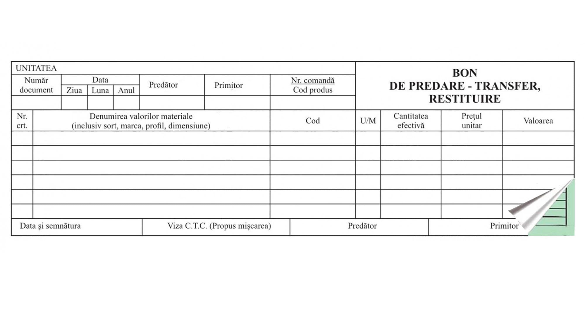 BON PREDARE TRANSFER RESTITUIRE AUTOCOPIATIV BON PREDARE TRANSFER RESTITUIRE AUTOCOPIATIV